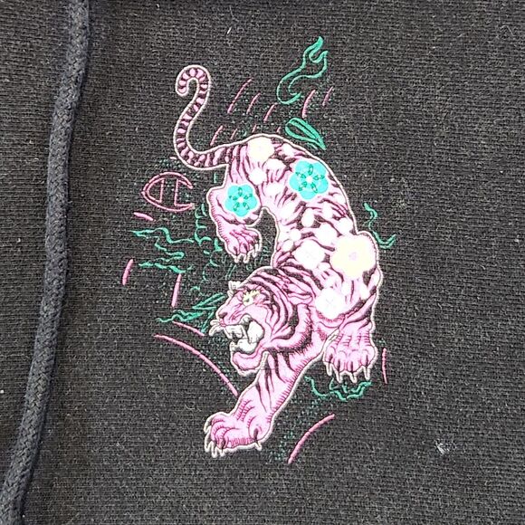 VTG Y2K Champion Reverse Weave Womens M Medium Tiger Floral Sweatshirt Hoodie - Picture 9 of 13